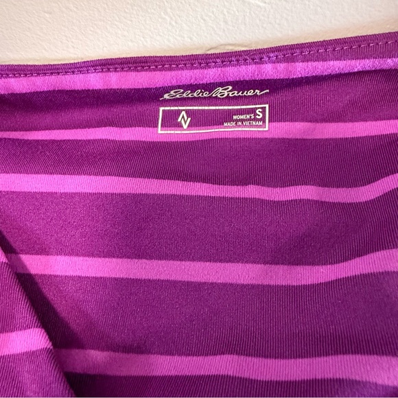 Eddie Bauer V-Neck Stretch Fit and Flare Purple Stripe Dress Travex Athleisure S - Picture 5 of 8